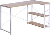 Luxiqo Computerbureau - Tweelaags Opbergplank - Industrieel - 120 x 74 x 72 CM - Hout/Metaal - Wit
