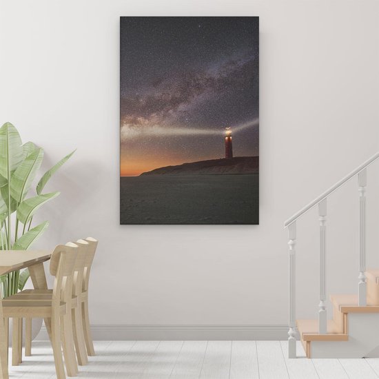 Artaza - Peinture sur Toile - Phare de Texel la Nuit - 80x120 - Groot - Photo sur Toile - Impression sur Toile