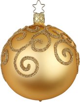 Twee Kerstballen Goud met Engelenkrullen - Handgemaakt in Duitsland