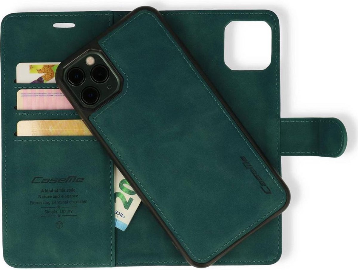 iPhone 13 Pro Max Bookcase hoesje - CaseMe - Effen Groen - Kunstleer