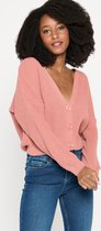 LOLALIZA - Korte gebreide cardigan met knopen - Roze - Maat M