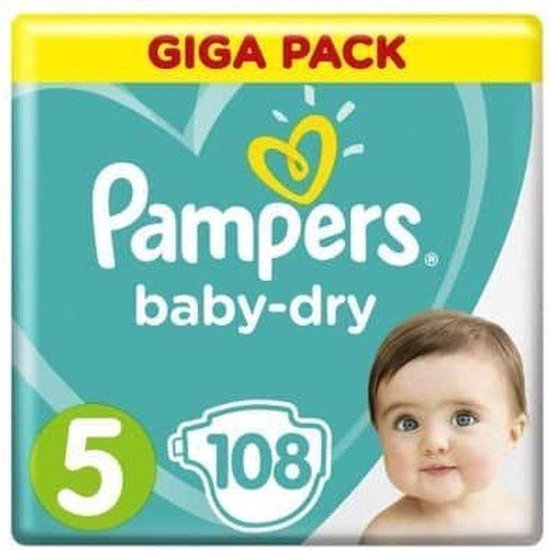 Pampers - Baby Dry Luiers - Maat 5 - 11 tot 16 Kg - 108 Stuks