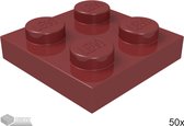 LEGO Plaat 2x2, 3022 Donkerrood 50 stuks