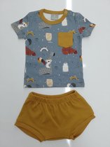 k&b -  baby Jongens Tshirt met korte broek  Maat 74 -geel