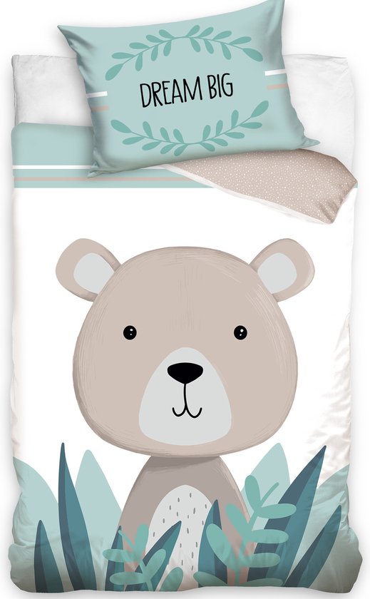 Babybeddengoed Bouwmachines 100x135 Cm - 100% Katoen Dekbedovertrek Met Kussensloop