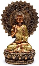 Boeddha Beeld - Geruststelling Met Aura & Troon - 12.8x8x18.5cm