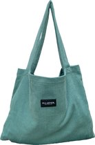 Ellastiek Tas - Tassen Dames - Rib Blauw - XL Shopper - met binnenvakje