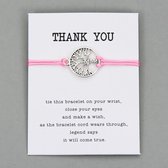 Giftcard met armband thank you - Roze