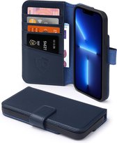 Étui pour iPhone 13 Pro , Bookcase portefeuille en cuir véritable MobyDefend Luxe , Blauw | Étui pour téléphone portable / Étui pour téléphone Convient pour: Apple iPhone 13 Pro
