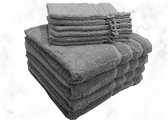 Samatex - Washandjes en Badhanddoeken - Grey - Set van 10