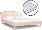 Bed Met Traagschuim Matras Stof Beige 160X200 Cm