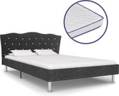 Bed Met Traagschuim Matras Stof Donkergrijs 90X200 Cm