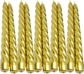 10 stuks goud gelakte spiraal dinerkaarsen - twisted candles  230/22 (7 uur)