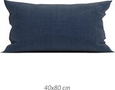 2x Warme Flanel Sierkussenslopen Vintage Navy Blauw | 40x80 | Luxe En Hoogwaardig | Heerlijk Zacht | 170 gr/m2 | Beschikbaar In Verschillende Kleuren