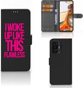 GSM Hoesje Xiaomi 11T | 11T Pro Bookcase met quotes Woke Up