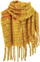 Sjaal herfst/winter extra dik met strepen 200x60cm geel