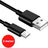 USB C kabel 2 Meter Zwart geschikt voor Samsung S9, S10, S20, S21, S22 Plus & Ultra - Samsung Oplaadkabel - usb c naar usb kabel - oplader kabel - lader - oplader