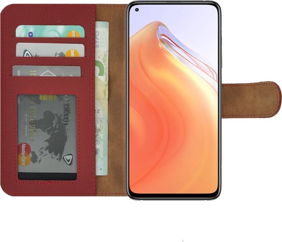 Etui Xiaomi Mi 10T 5G - Bookcase - Etui portefeuille Etui portefeuille en cuir véritable Rouge
