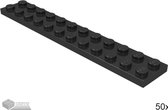 LEGO Plaat 2x12, 2445 Zwart 50 stuks