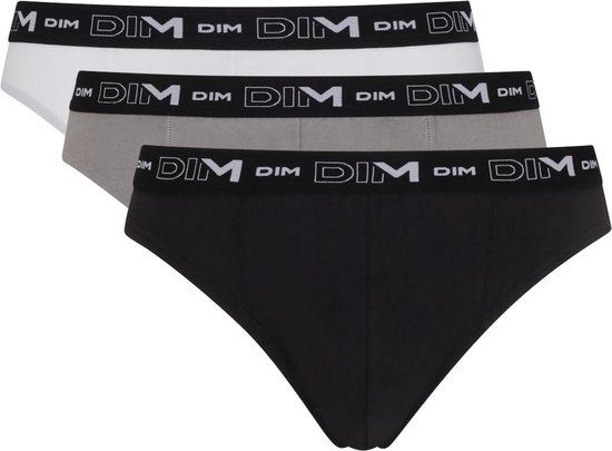 Dim Coton Stretch - Lot de 3 slips pour hommes - Noir / Gris / Blanc - taille M