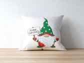 Kerst Kussen met afbeelding: gnome | Kerst Decoratie | Kerst Versiering | Grappige Cadeaus | Geschenk | Sierkussen