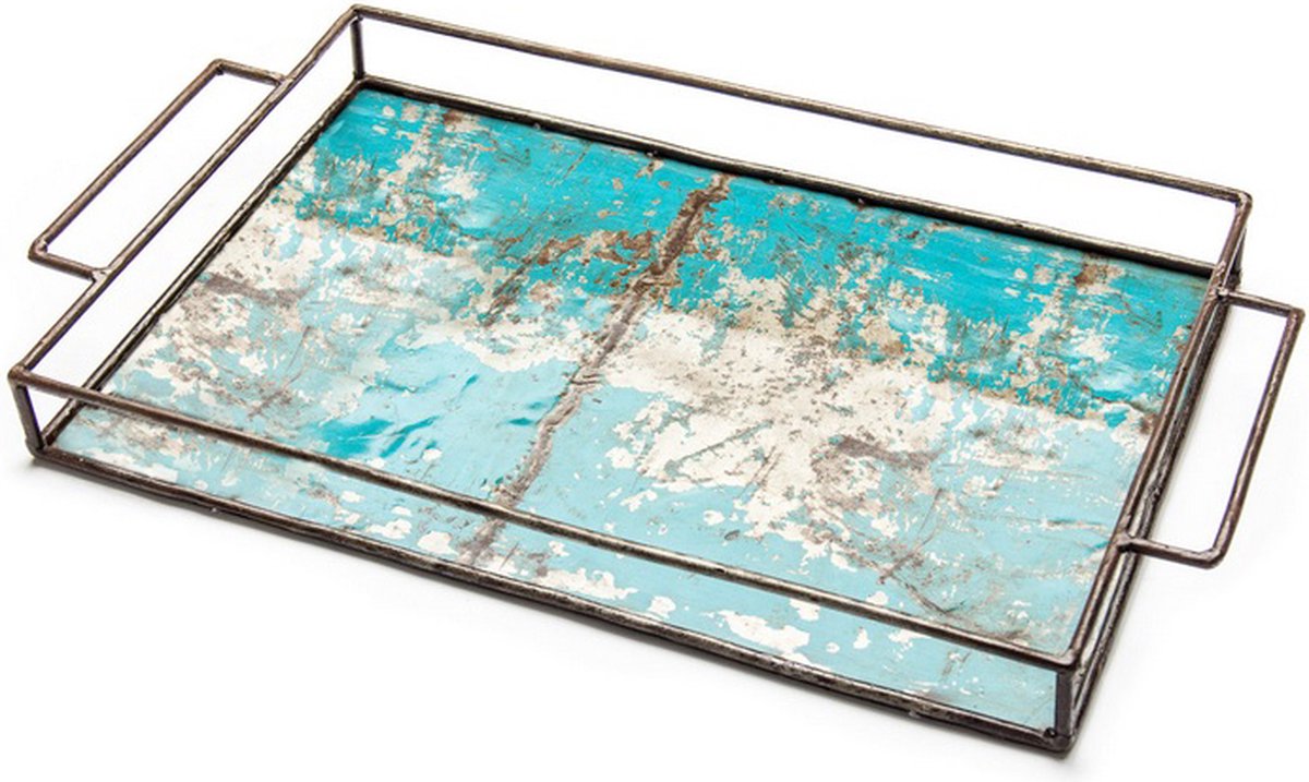 Moogoo Creative Africa - Dienblad 39x25cm - Turquoise - Gemaakt van gerecyclede olievaten