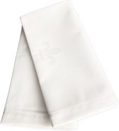 6 Witte franse lelie damast servetten (Hotelkwaliteit: 250 gr/m2)