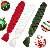 X-Pression - Tresses de Noël - Tresses de Noël - Tressage de cheveux Rouge, blanc & vert - Tressage de cheveux