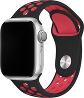 Sport watch bandje - Zwart / Rood - 42/44/45mm - M/L - Series 1 2 3 4 5 6 7 SE - Geschikt voor Apple Watch