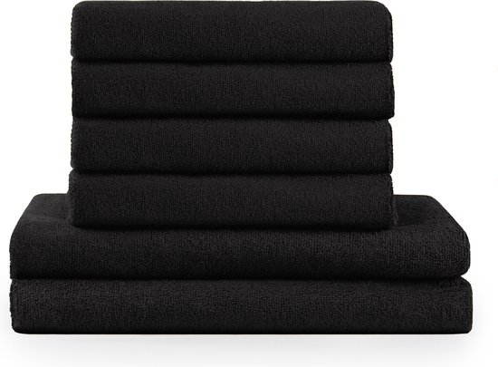 Blumtal Terry Handdoeken Set - 2 x Baddoek & 4 x Handdoek: Zwart
