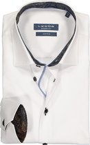 Ledub Modern Fit overhemd - wit twill (contrast) - Strijkvrij - Boordmaat: 42