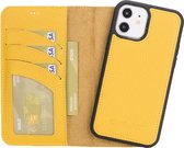 Hoesje iPhone 12 / 12 Pro Oblac® - Full-grain leer - Magnetisch 2IN1 - RFID - 5 kaartvakken - Tuscany Geel
