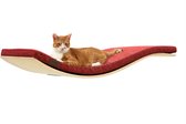 COSY AND DOZY Cat Shelf Deluxe Rood – Hangmat Kat – Beukenhout - 90 x 41 cm - Kattenplank - katten muur