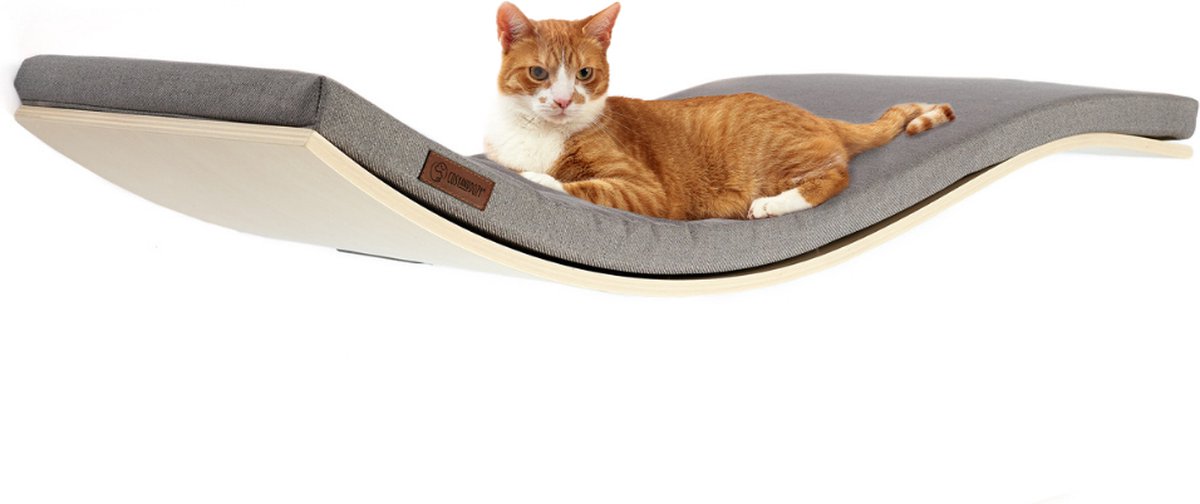 Af en toe dienblad referentie COSY AND DOZY Cat Shelf Deluxe Stone – Hangmat Kat – Maple Hout - 90 x 41  cm -... | bol.com
