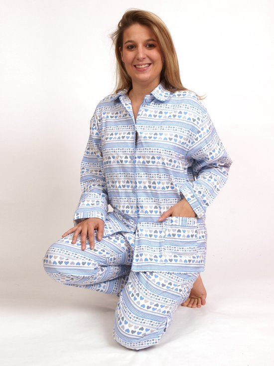 Van Meedogenloos Draak Cocodream dames pyjama flanel | MAAT S | Multi hartjes | blauw | bol.com