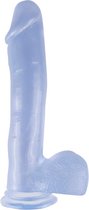 XL Dildo met zuignap - Transparant/Blauw - 31 cm