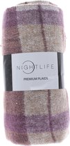 Nightlife Premium Plaid 150x200cm - Katoenmix - Bruin/beige/paars