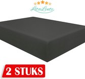 2x Jersey Hoeslaken - Hoeslaken 140x200 - Antraciet - 100% Hoogwaardige gebreid - Katoen - Rondom Elastiek - Super Zacht - Strijkvrij - LitaLente