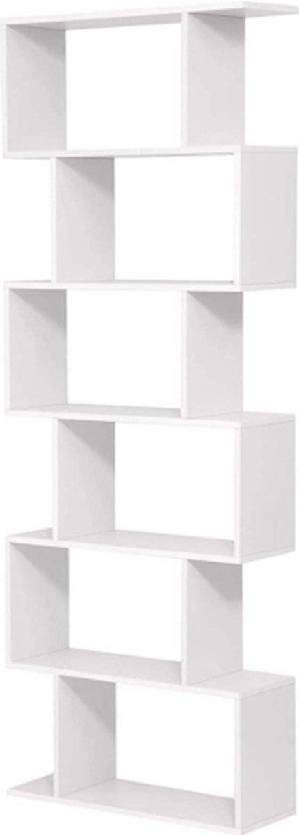 Hoppa! Boekenkast met 6 Niveaus - Wit - Hout - 190.5x70x24
