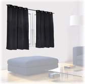 Relaxdays 2 x verduisterende gordijnen - zwart - kant en klaar - gordijn set - 120x135 cm
