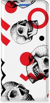 Bookstyle Case OPPO Reno6 5G Smart Cover Skull Red