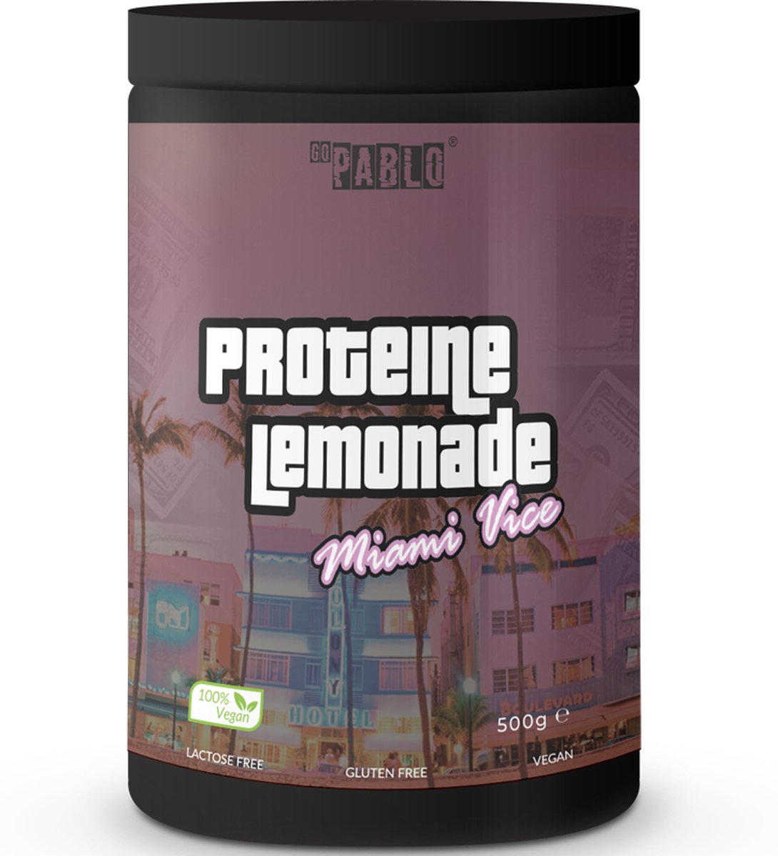 GoPablo Proteïne Limonade - Tropical Miami Vice Taste - 100% Vegan - Plantaardig - Miami Vice Tropical - Eiwitshake - 500 gram