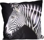Digitalizm | Sierkussen | Kussen | Zebra | Zoogdier | 60 x 60 cm | Zwart | Zwarte achtergrond | Design kussen | Fauna | Stijlvol | Zetel decoratie | Bank decoratie
