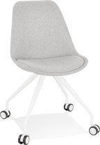 Alterego Bureaustoel op wieltjes 'SNAP' met grijze stof en wit metalen frame