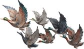 Metalen wandbord vliegende vogels/ ganzen