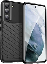Mobigear Hoesje geschikt voor Samsung Galaxy S22 Telefoonhoesje Flexibel TPU | Mobigear Groove Backcover | Galaxy S22 Case | Back Cover - Zwart