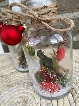 Droogbloemen in glas incl. kaars kerst - set van 2
