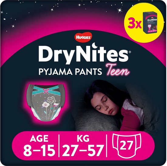 HUGGIES DryNites Sous-vêtements de nuit absorbants pour filles Disney 4-7  ans (17-30kg) 16 pièces pas cher 