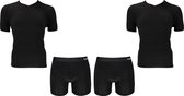 Bamboo set van 2 t-Shirt en 2 boxershorts made by Apollo kleur zwart maat M