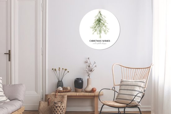 Papier Peint Cercle - Hiver - Arbre - Gui - 50x50 cm - Cercle Mural - Auto-Adhésif - Autocollant Rond Papier Peint